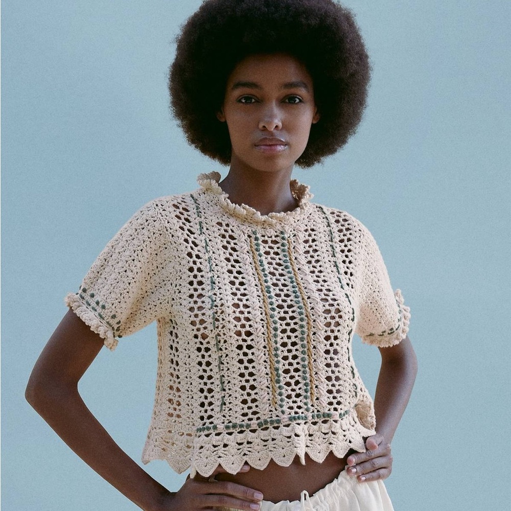 Zara crocheted knit top